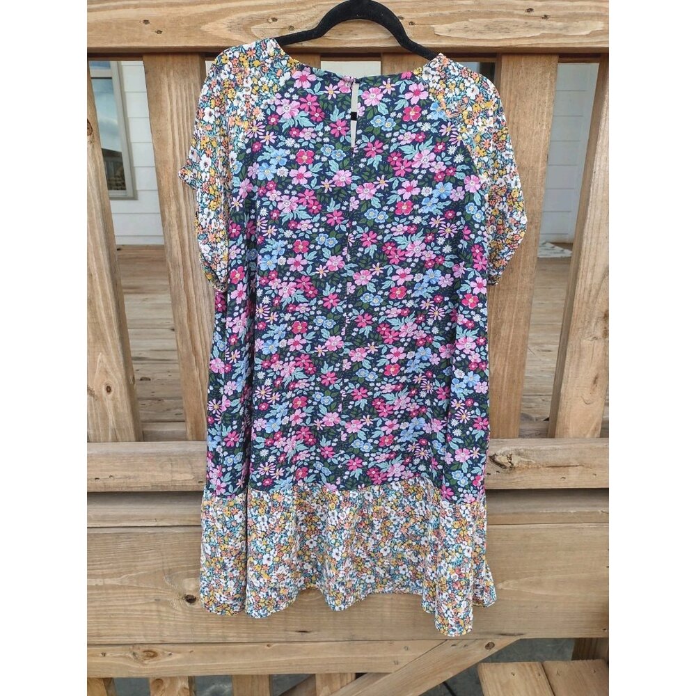 Umgee Cottagecore Floral Dress 1X Peasant Boho Lagenlook Mixed Media Stretch - Picture 4 of 5